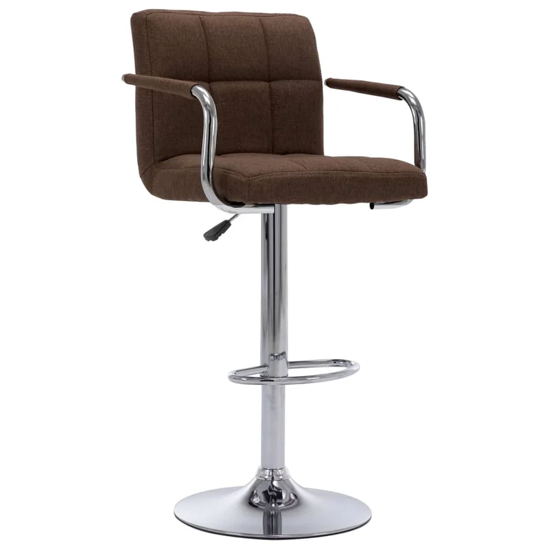 Tabourets de bar x2 chaises haute avec dossier et accoudoirs en tissu marron cadre en acier DEC029398