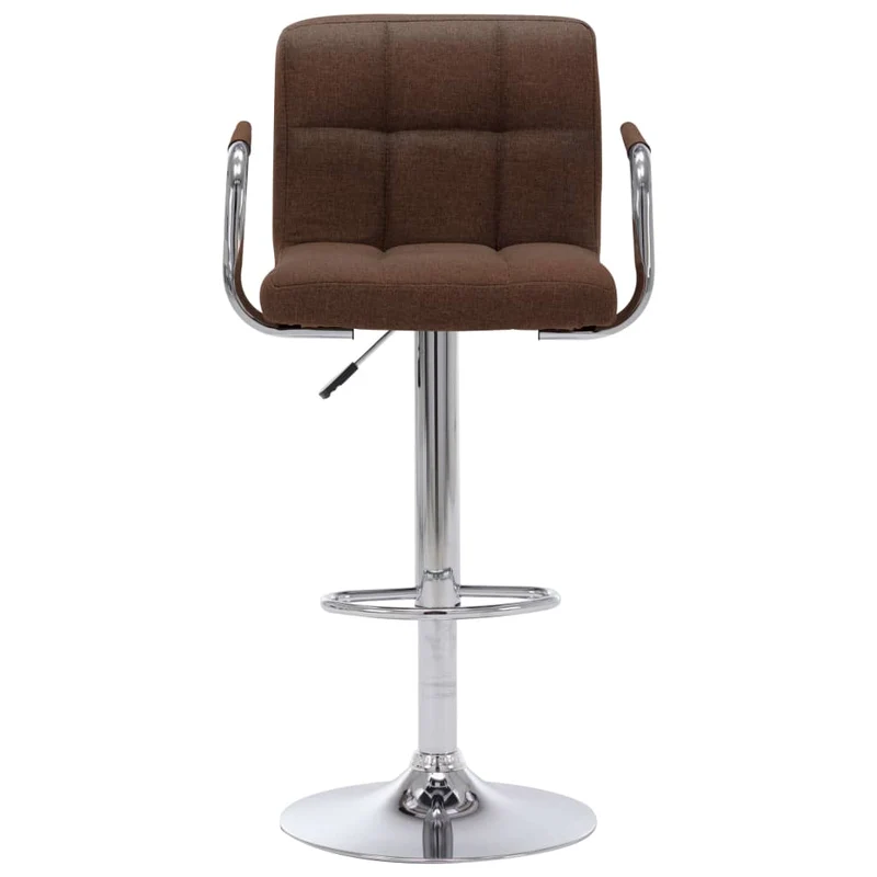Tabourets de bar x2 chaises haute avec dossier et accoudoirs en tissu marron cadre en acier DEC029398