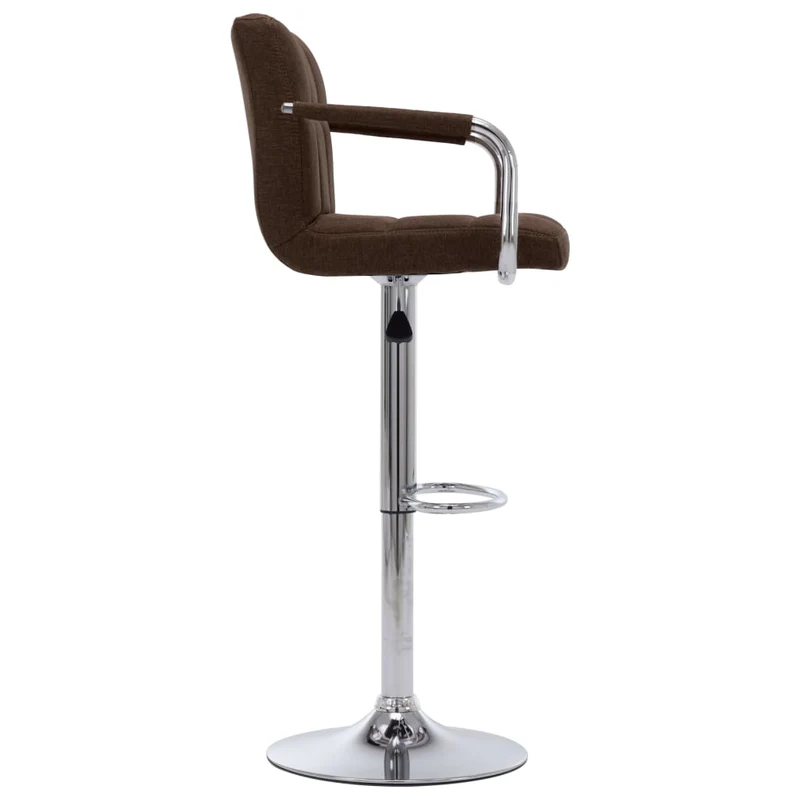 Tabourets de bar x2 chaises haute avec dossier et accoudoirs en tissu marron cadre en acier DEC029398