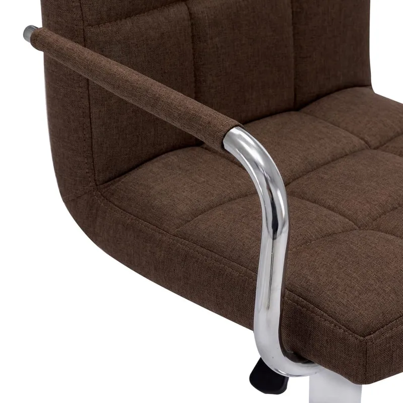 Tabourets de bar x2 chaises haute avec dossier et accoudoirs en tissu marron cadre en acier DEC029398