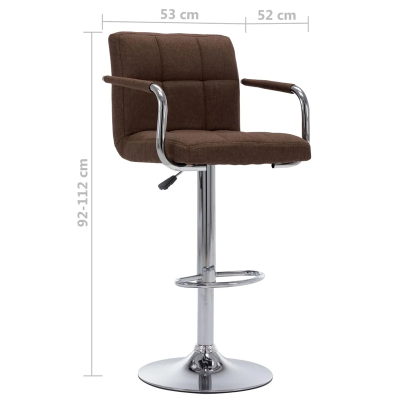 Tabourets de bar x2 chaises haute avec dossier et accoudoirs en tissu marron cadre en acier DEC029398
