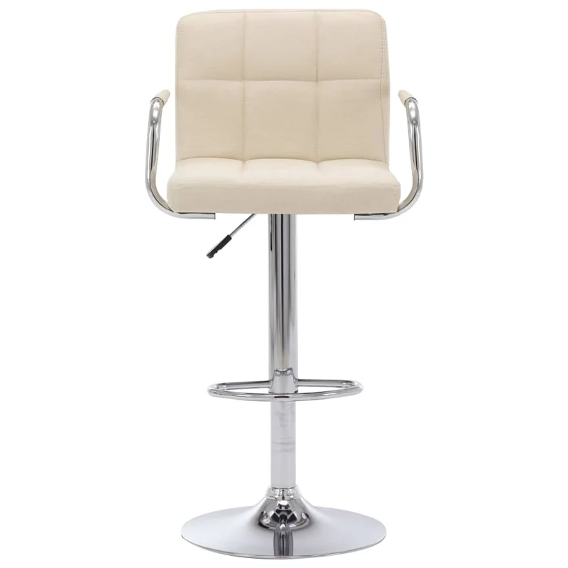 Tabourets de bar x2 chaises haute avec dossiers et accoudoirs en tissu crème cadre en acier DEC029387