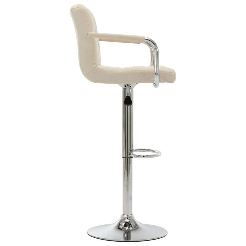 Tabourets de bar x2 chaises haute avec dossiers et accoudoirs en tissu crème cadre en acier DEC029387