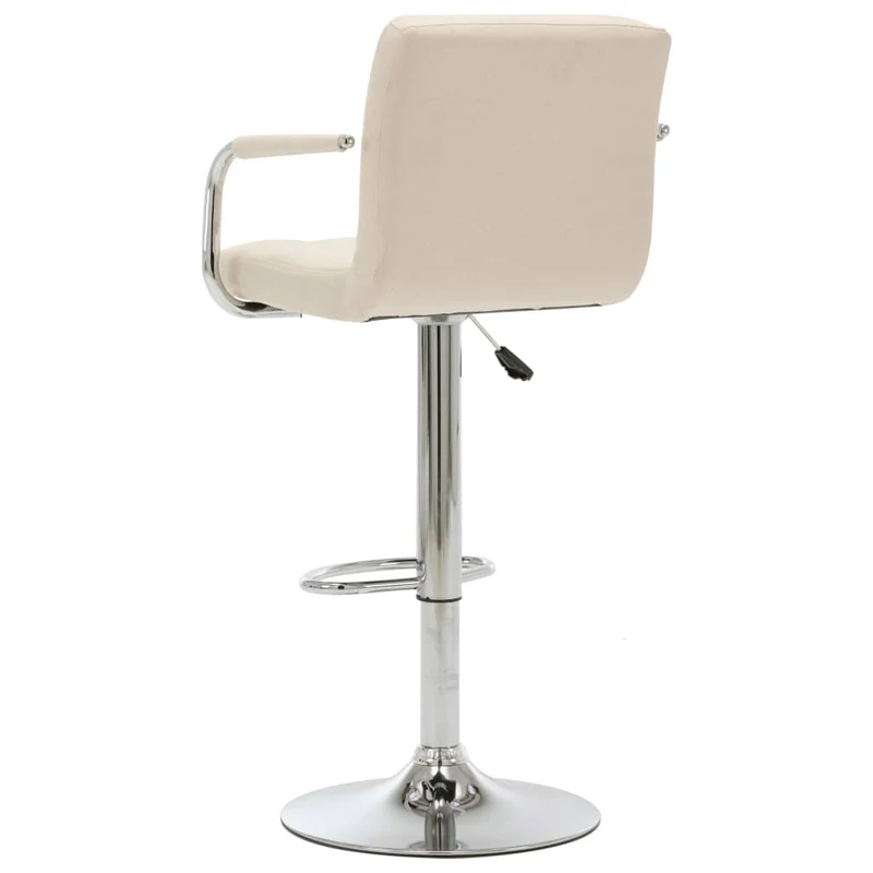 Tabourets de bar x2 chaises haute avec dossiers et accoudoirs en tissu crème cadre en acier DEC029387