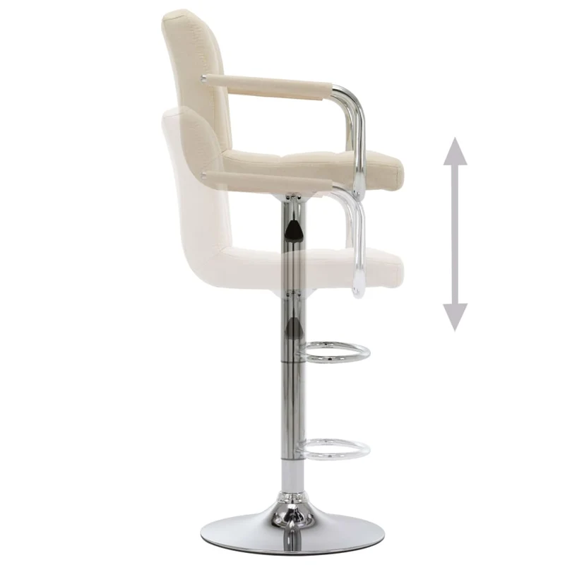 Tabourets de bar x2 chaises haute avec dossiers et accoudoirs en tissu crème cadre en acier DEC029387