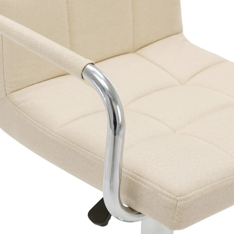 Tabourets de bar x2 chaises haute avec dossiers et accoudoirs en tissu crème cadre en acier DEC029387