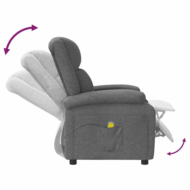 Fauteuil de relaxation avec fonction massage fonction d'inclinaison manuelle en tissu gris foncé DEC029203