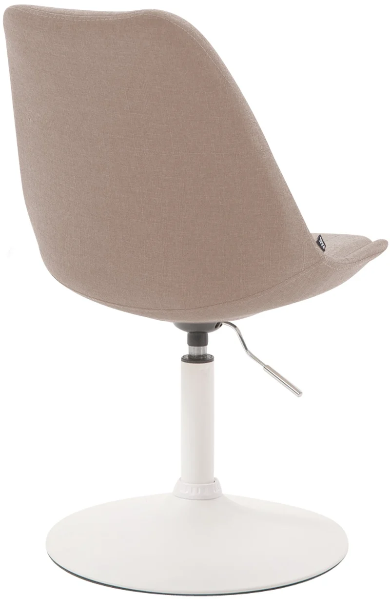 Chaise de salle à manger x1 pivotante hauteur réglable en tissu taupe et pied trompette en métal blanc 10_0008280
