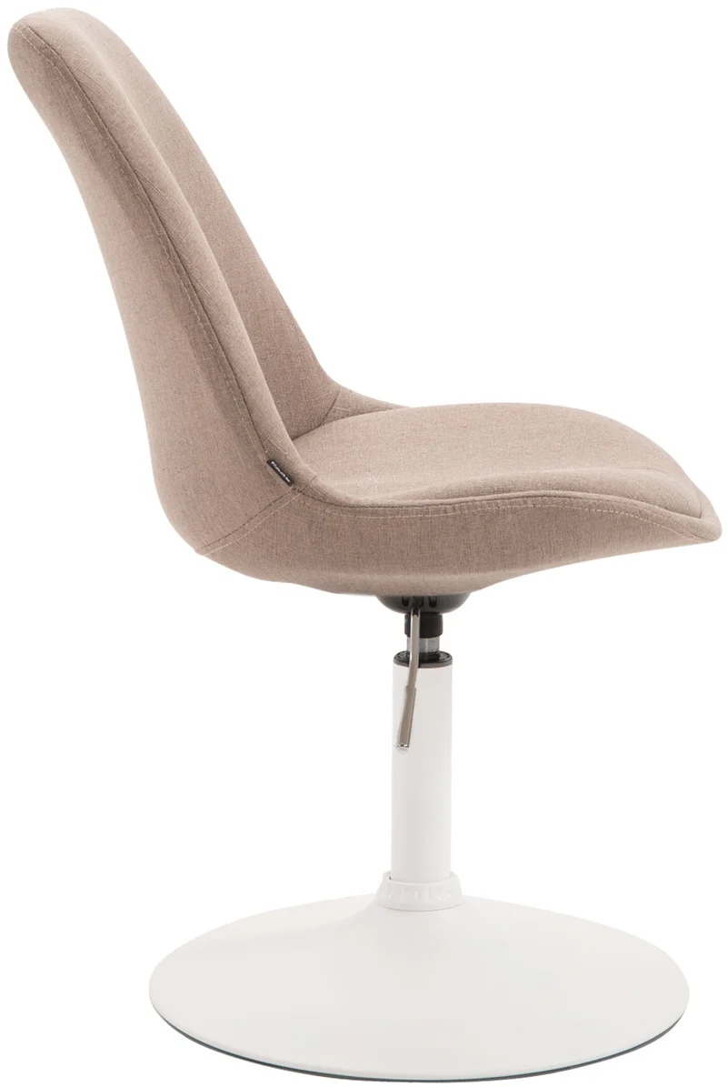 Chaise de salle à manger x1 pivotante hauteur réglable en tissu taupe et pied trompette en métal blanc 10_0008280