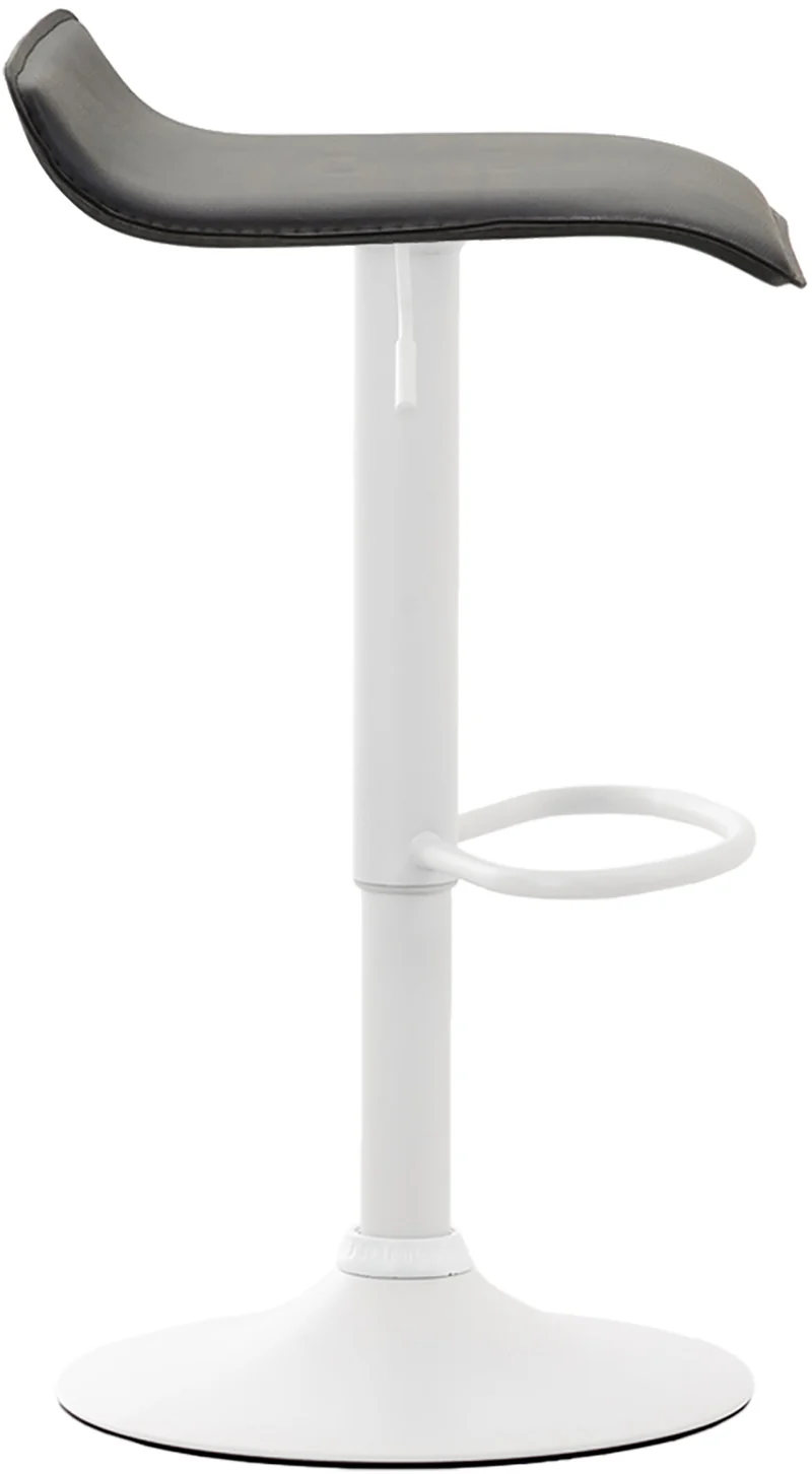 Lot de 2 tabourets de bar design minimaliste hauteur réglable repose-pieds en similicuir noir et métal blanc 10_0006403