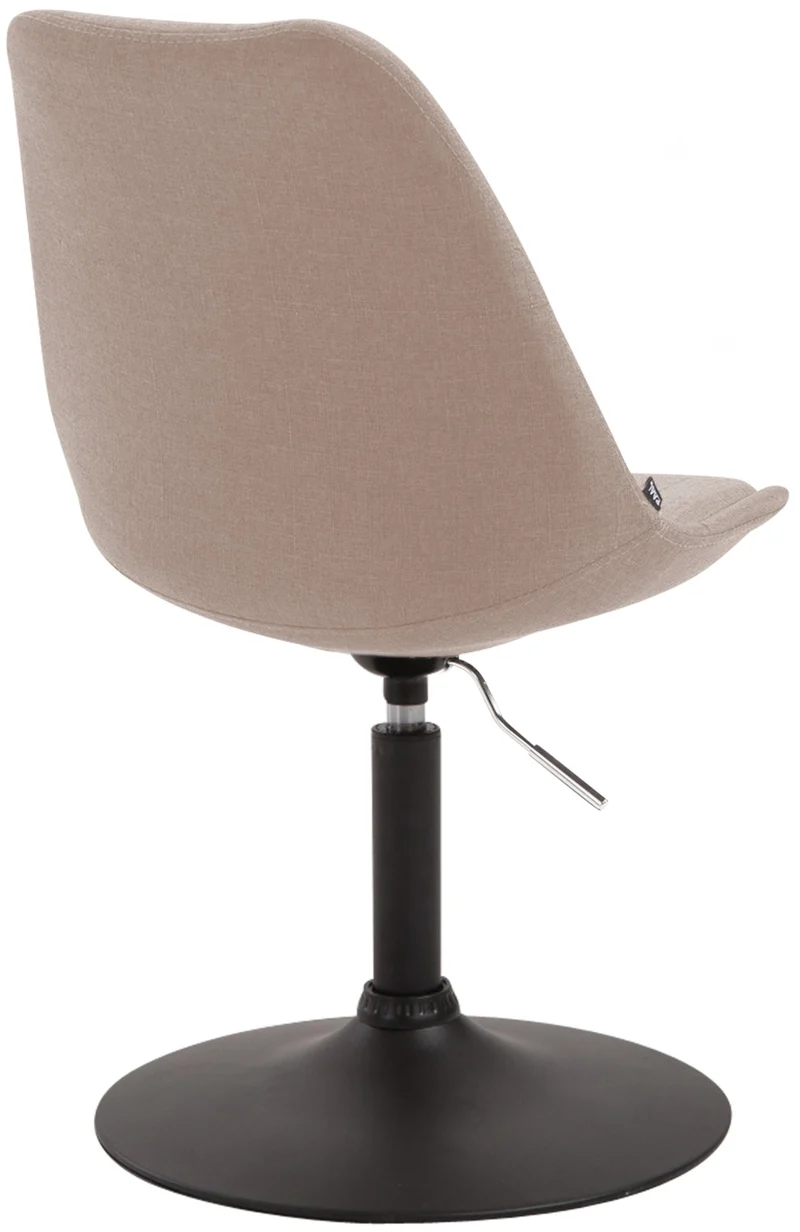 Chaise de salle à manger x1 pivotante hauteur réglable en tissu taupe et pied trompette en métal noir 10_0003773