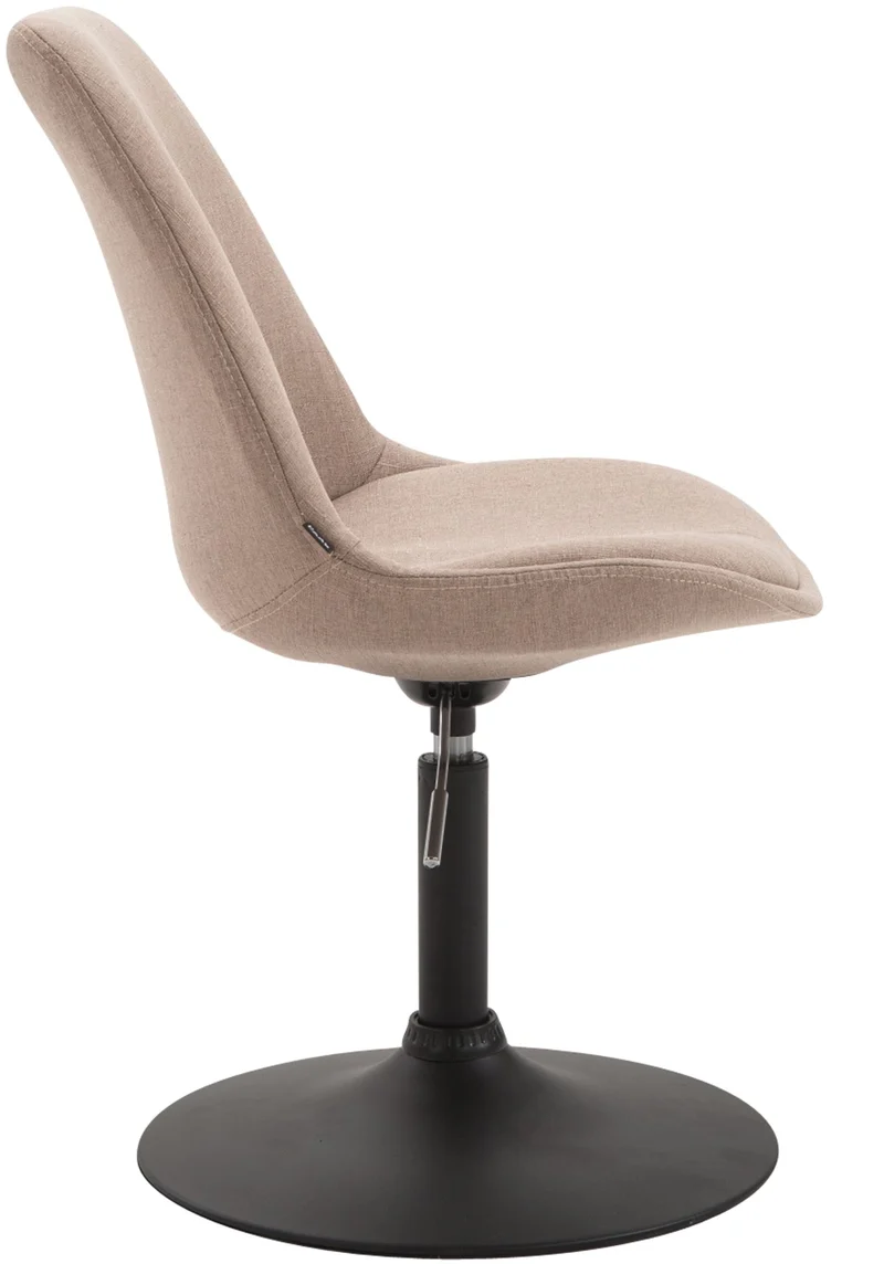 Chaise de salle à manger x1 pivotante hauteur réglable en tissu taupe et pied trompette en métal noir 10_0003773
