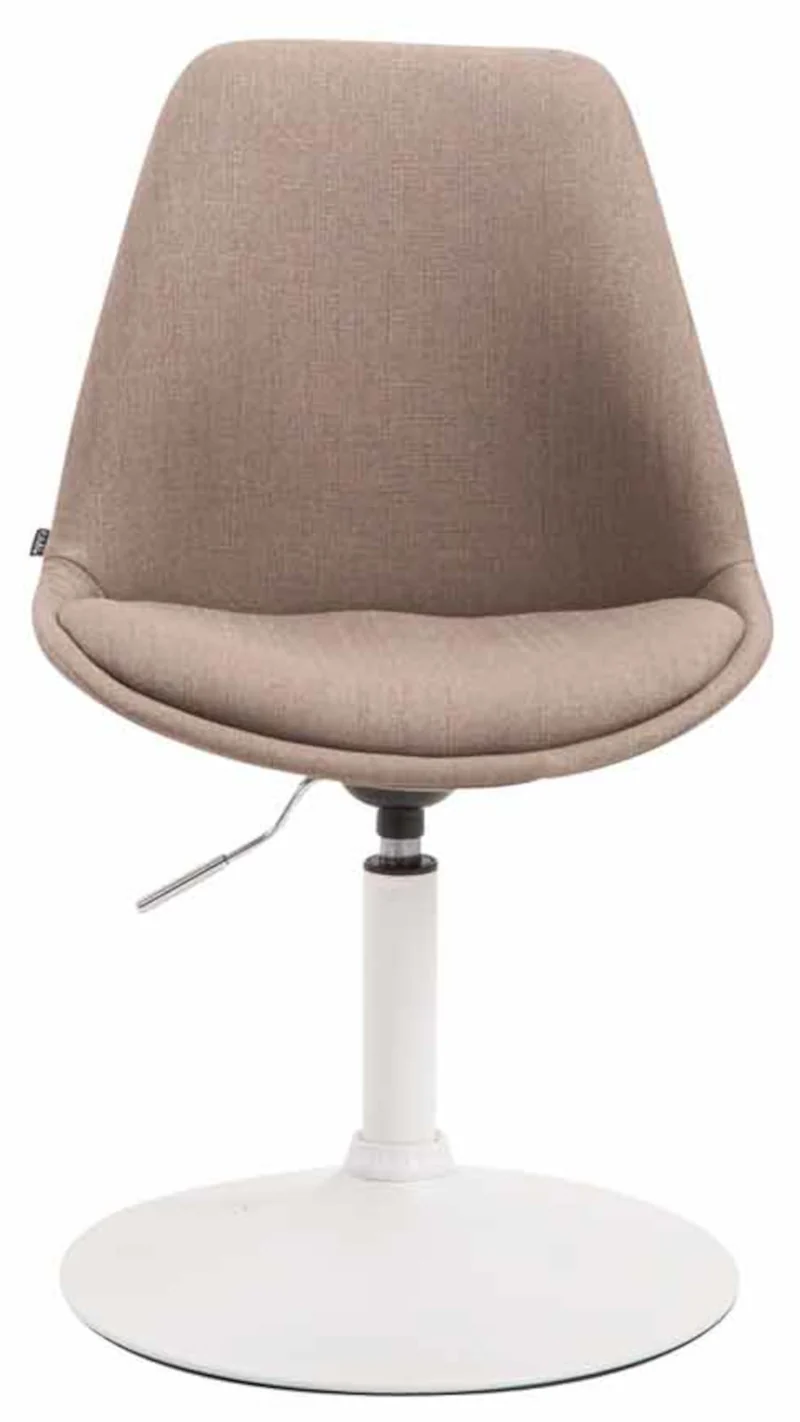 Lot de 4 chaises de salle à manger pivotante hauteur réglable en tissu taupe et pied trompette en métal blanc 10_0008448