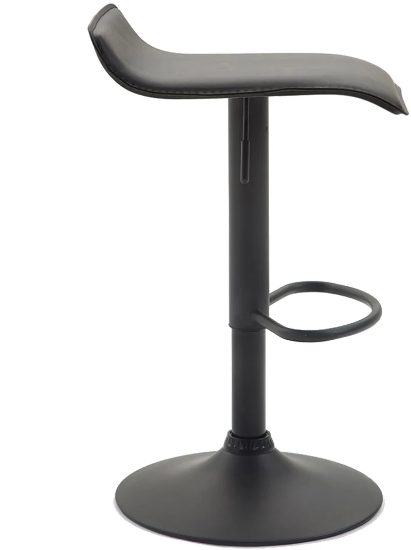 Tabouret de bar x1 design minimaliste hauteur réglable repose-pieds en PVC noir et métal noir 10_0006039