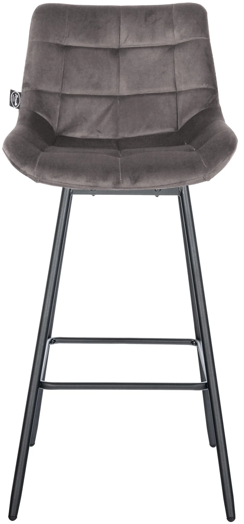 Tabouret de bar pivotant x1 avec repose-pieds revêtement en velours gris piètement à quatre pieds en métal noir 10_0005474