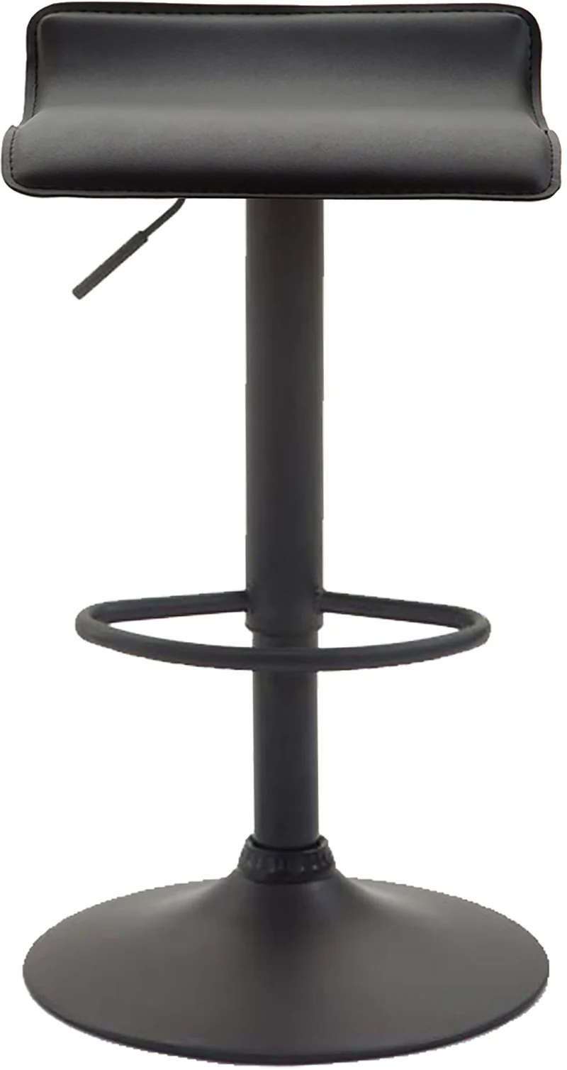 Lot de 2 tabourets de bar design minimaliste hauteur réglable repose-pieds en similicuir noir et métal noir 10_0006405