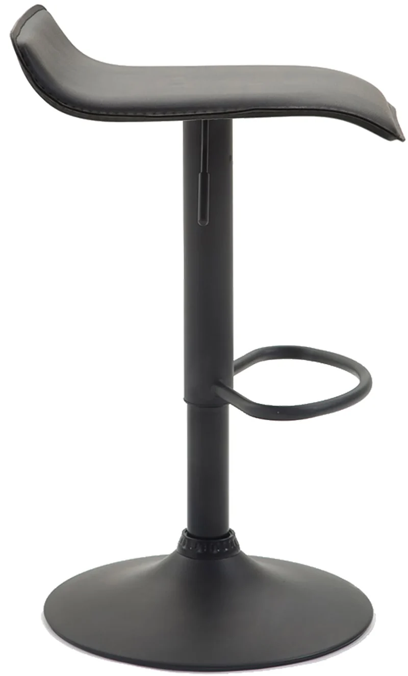 Lot de 2 tabourets de bar design minimaliste hauteur réglable repose-pieds en similicuir noir et métal noir 10_0006405