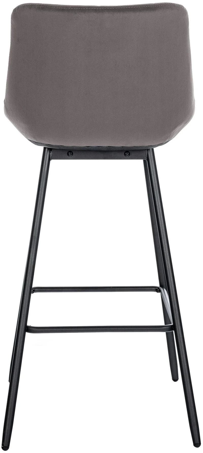 Tabouret de bar x1 avec repose-pieds revêtement en velours gris piètement à quatre pieds en métal noir 10_0005463