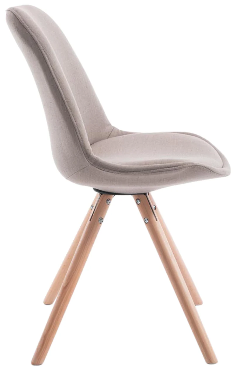 4 chaises de salle à manger style scandinave en tissu taupe pieds rond en bois clair CDS10351