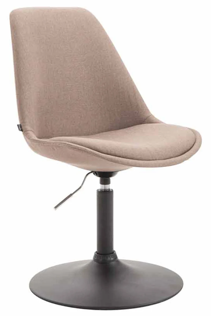 Lot de 4 chaises de salle à manger pivotante hauteur réglable en tissu taupe et pied trompette en métal noir 10_0008444