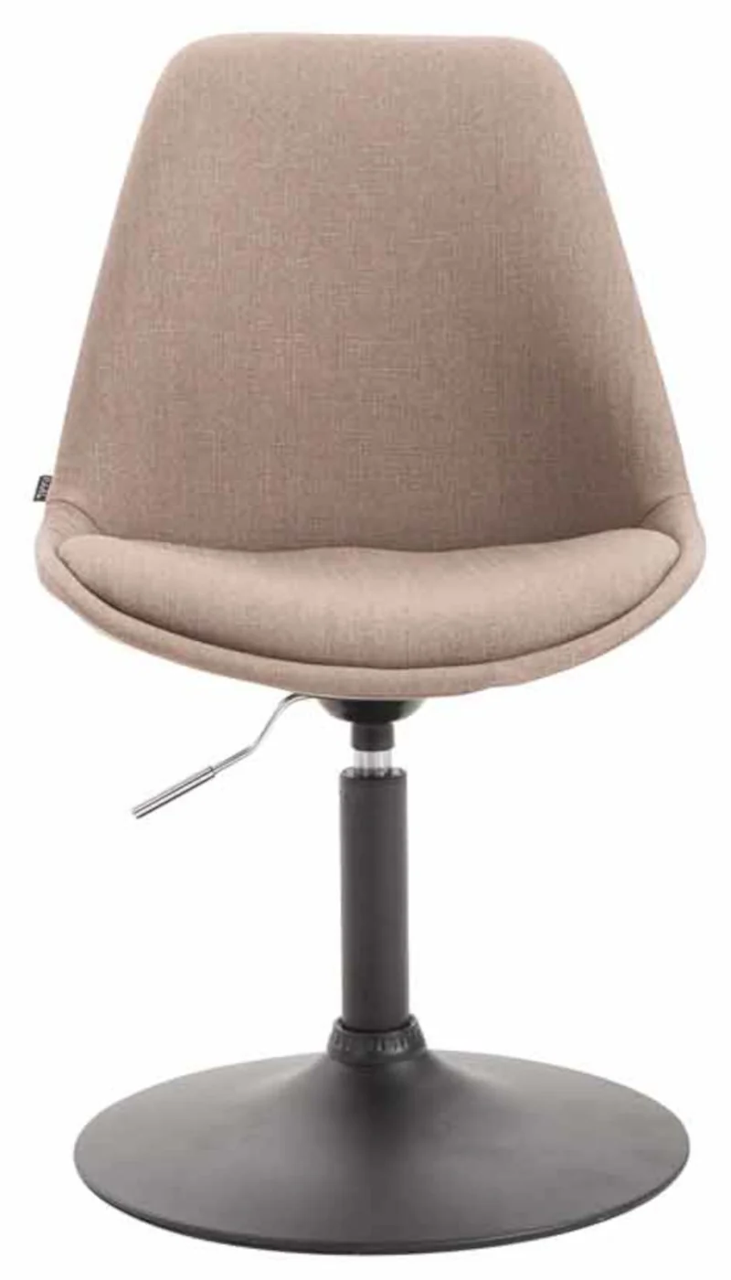 Lot de 4 chaises de salle à manger pivotante hauteur réglable en tissu taupe et pied trompette en métal noir 10_0008444