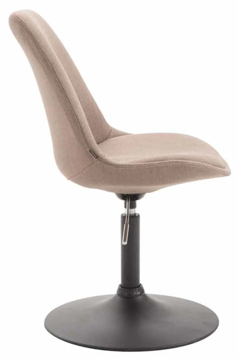 Lot de 4 chaises de salle à manger pivotante hauteur réglable en tissu taupe et pied trompette en métal noir 10_0008444