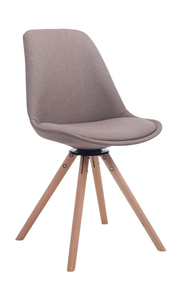 Chaise de salle à manger x1 chaise assise pivotant à 360° en tissu taupe piètement en bois rond clair 10_0008318