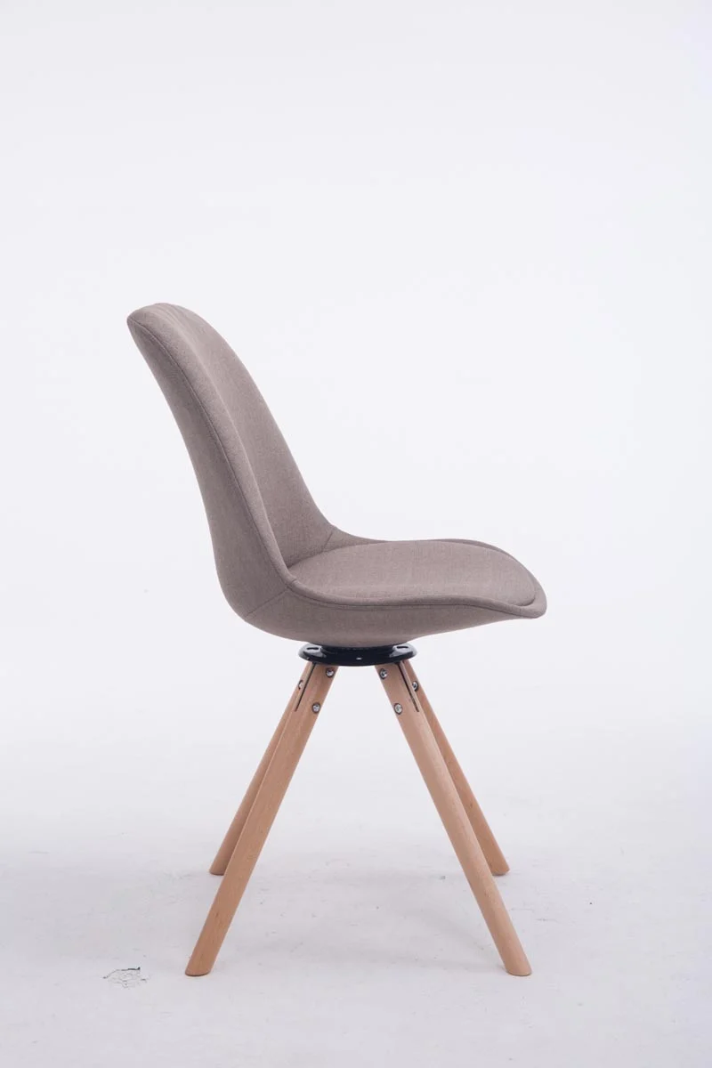Chaise de salle à manger x1 chaise assise pivotant à 360° en tissu taupe piètement en bois rond clair 10_0008318