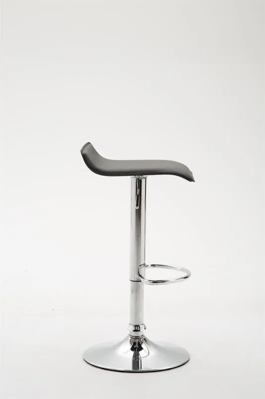 Tabouret de bar x1 design minimaliste hauteur réglable repose-pieds en PVC noir et métal chromé 10_0006038