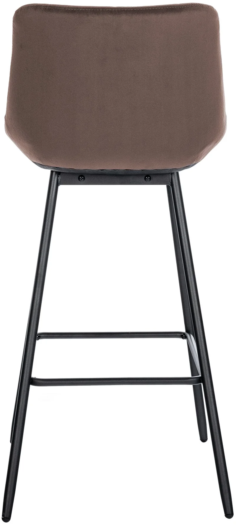 Tabouret de bar x1 avec repose-pieds revêtement en velours marron piètement à quatre pieds en métal noir 10_0005464