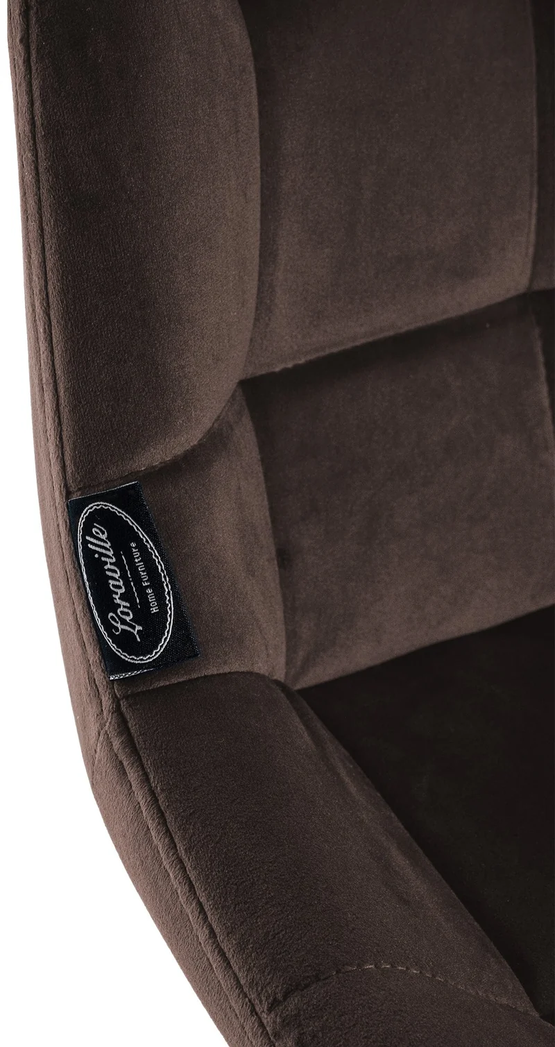 Tabouret de bar x1 avec repose-pieds revêtement en velours marron piètement à quatre pieds en métal noir 10_0005464