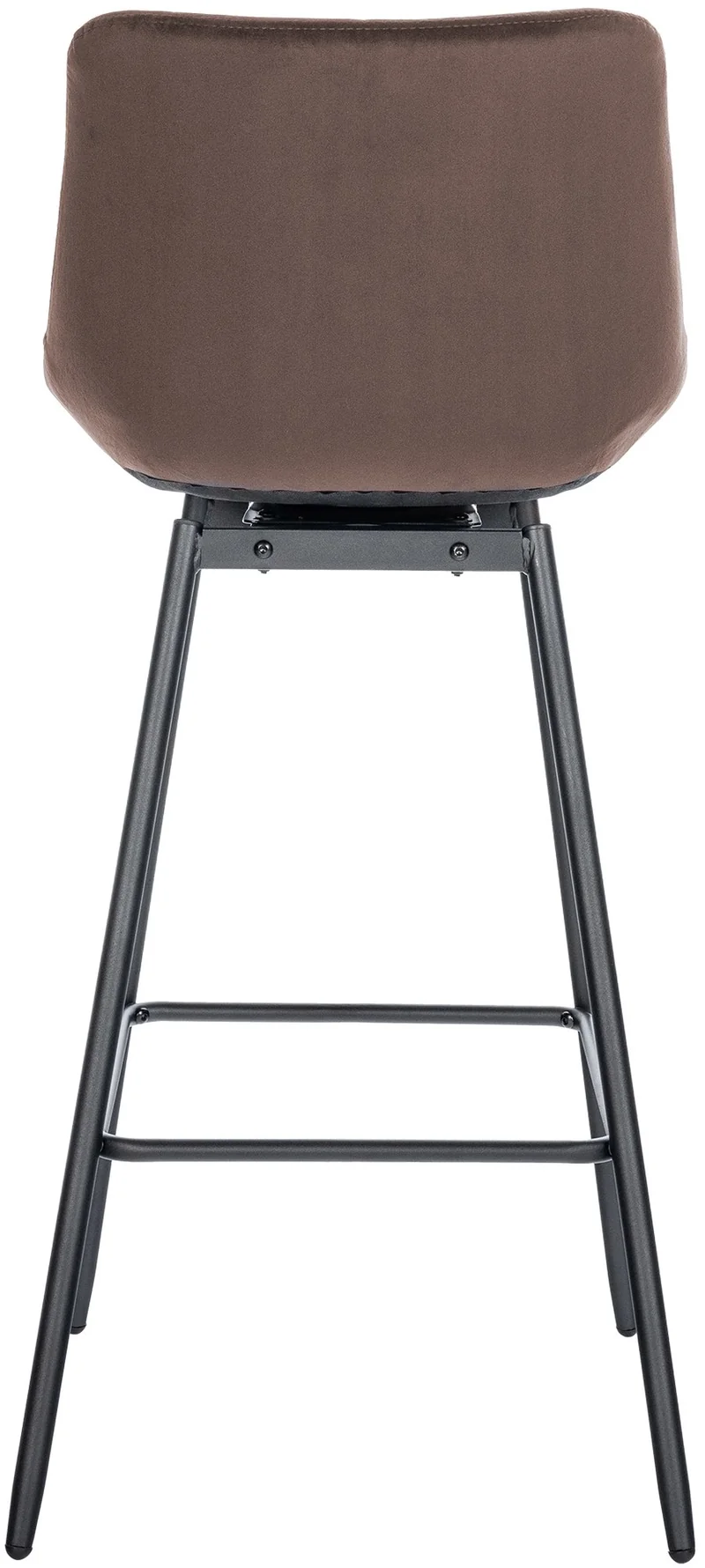 Tabouret de bar pivotant x1 avec repose-pieds revêtement en velours marron piètement à quatre pieds en métal noir 10_0005475