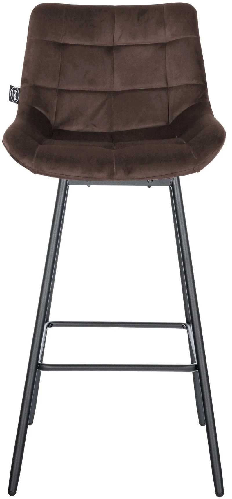 Tabouret de bar pivotant x1 avec repose-pieds revêtement en velours marron piètement à quatre pieds en métal noir 10_0005475