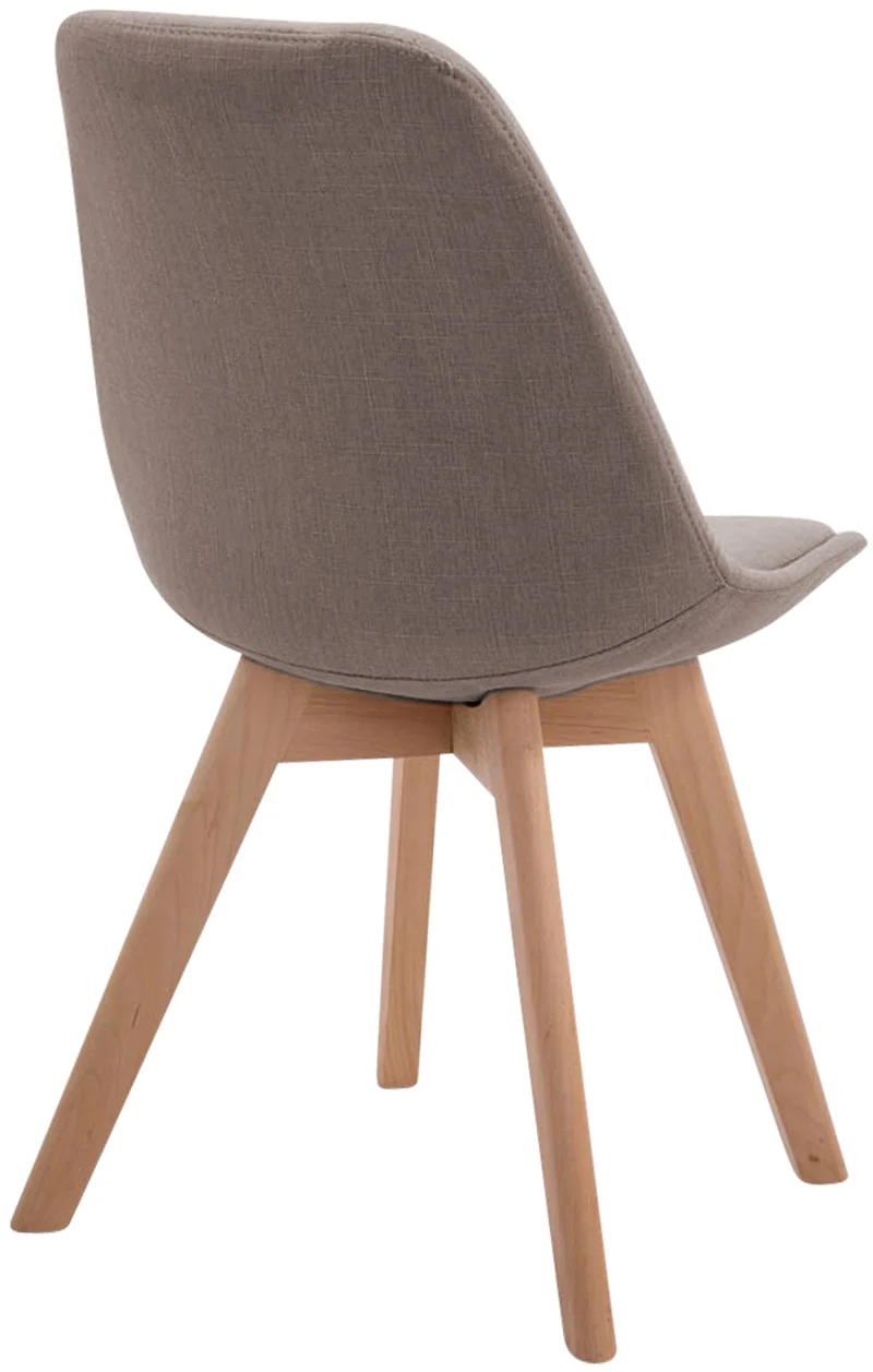 Chaise de salle à manger x1 design scandinave en tissu taupe et piètement à 4 pieds en bois clair 10_0003277