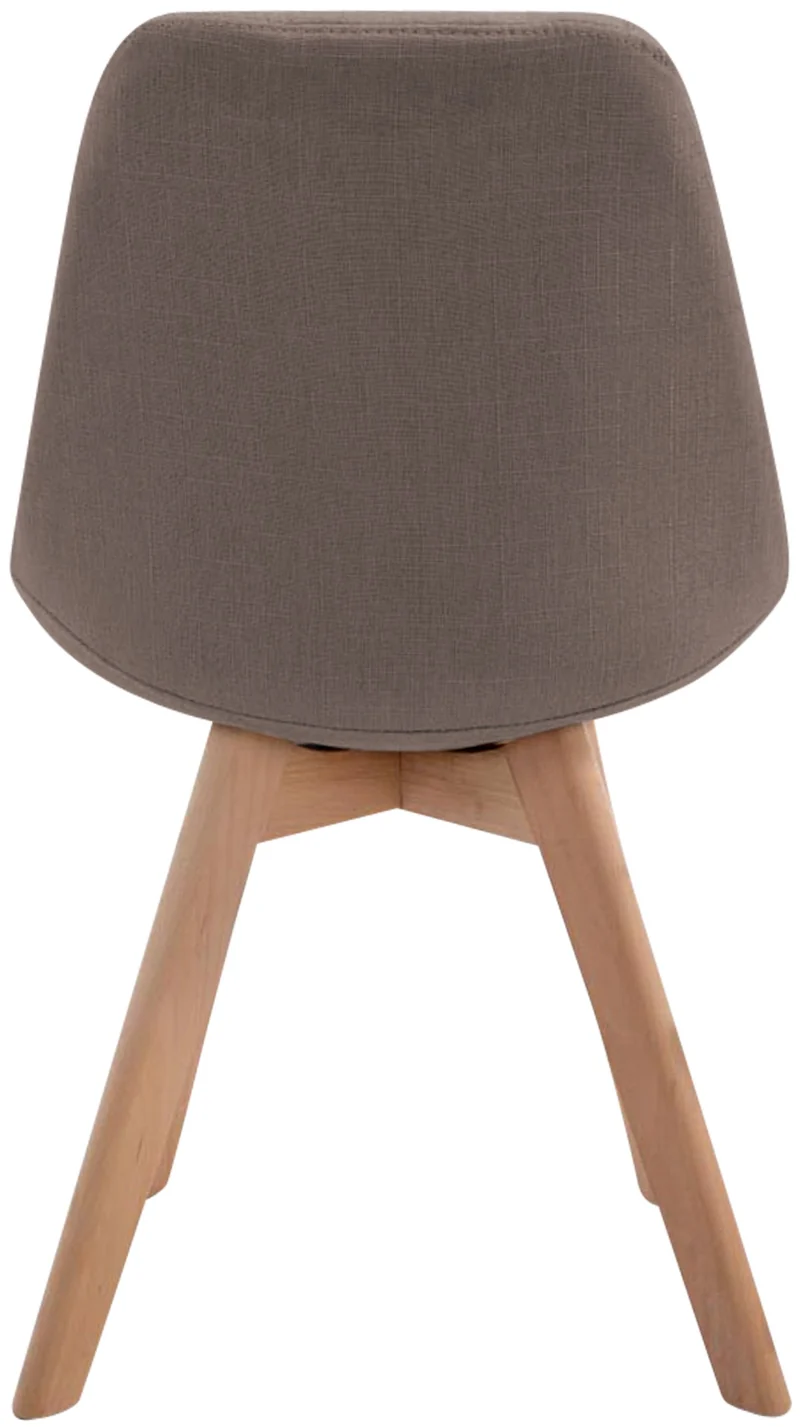 Chaise de salle à manger x1 design scandinave en tissu taupe et piètement à 4 pieds en bois clair 10_0003277