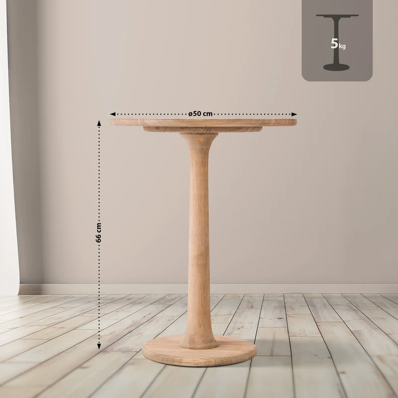 Table d’appoint en bois massif style maison de campagne table ronde décorative salon ou entrée diamètre 50 cm 10_0009202