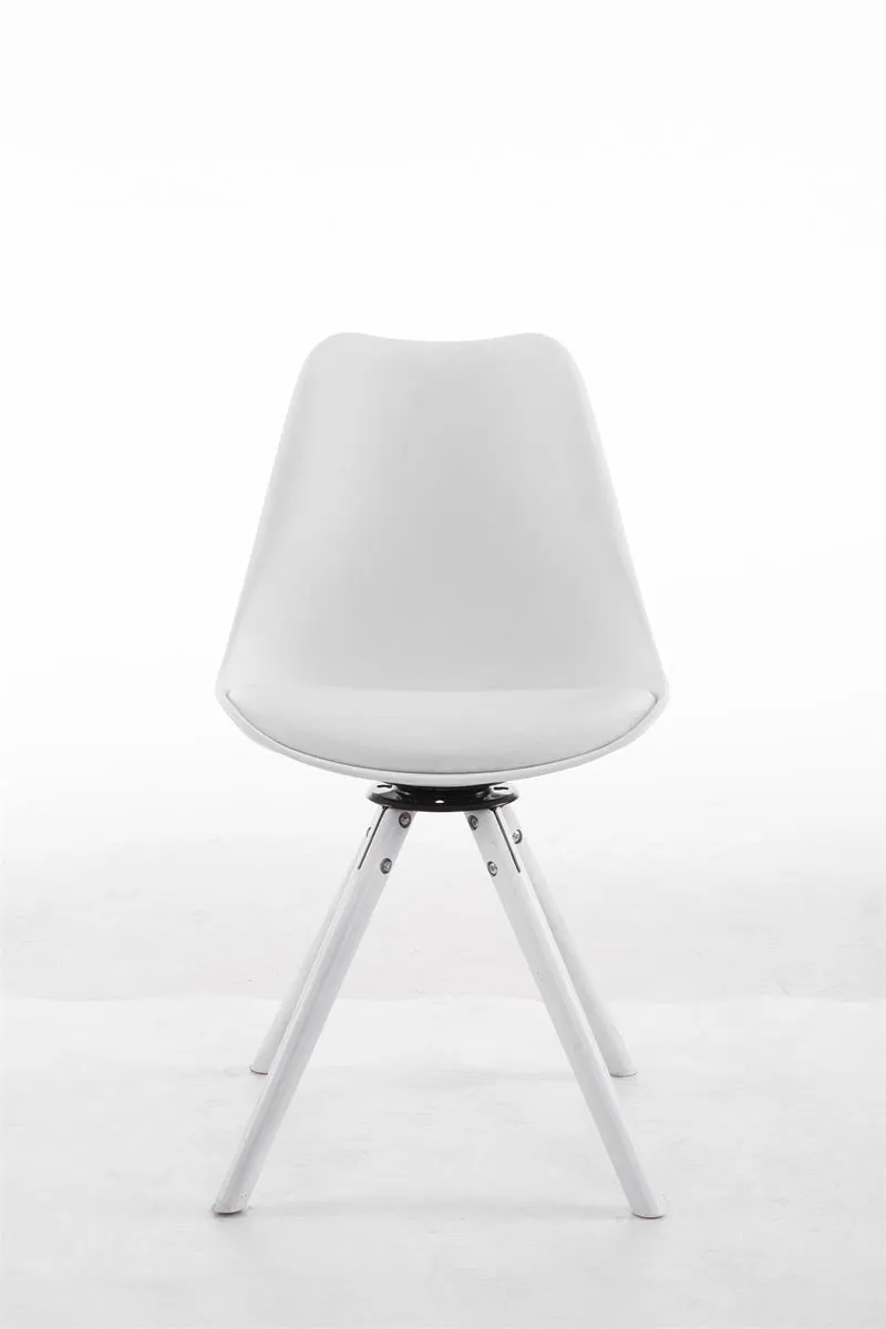 Chaise de salle à manger x1 pivotante 360° Revêtement similicuir blanc assise plastique piètement bois blanc style scandinave moderne 10_0008712