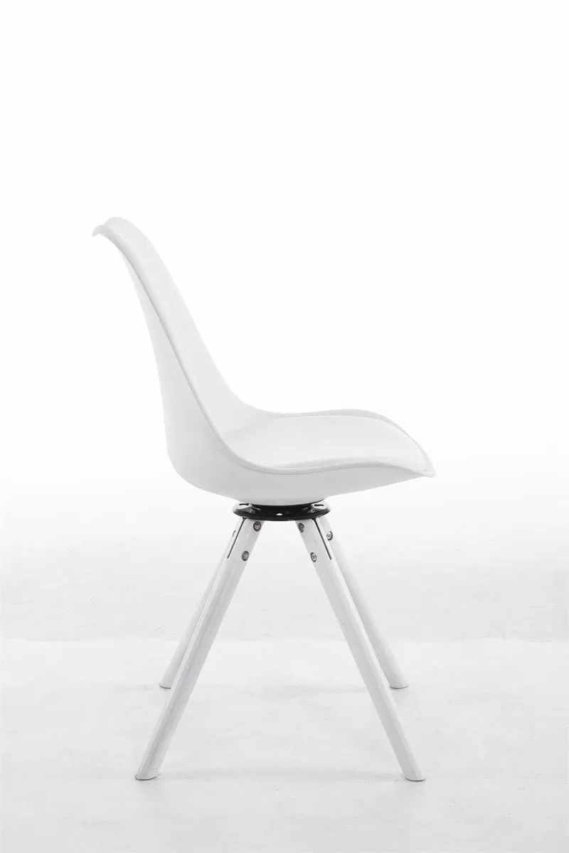 Chaise de salle à manger x1 pivotante 360° Revêtement similicuir blanc assise plastique piètement bois blanc style scandinave moderne 10_0008712