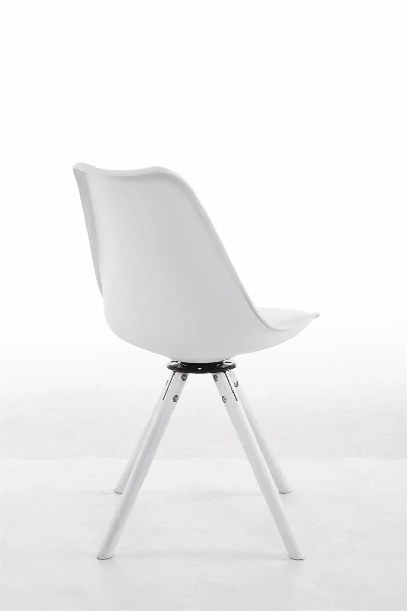 Chaise de salle à manger x1 pivotante 360° Revêtement similicuir blanc assise plastique piètement bois blanc style scandinave moderne 10_0008712