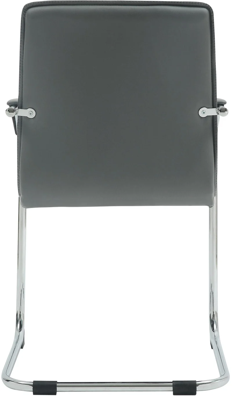 Lot de 2 chaises visiteur en similicuir gris piètement luge métal avec accoudoirs style moderne bureau salle d’attente 10_0008534