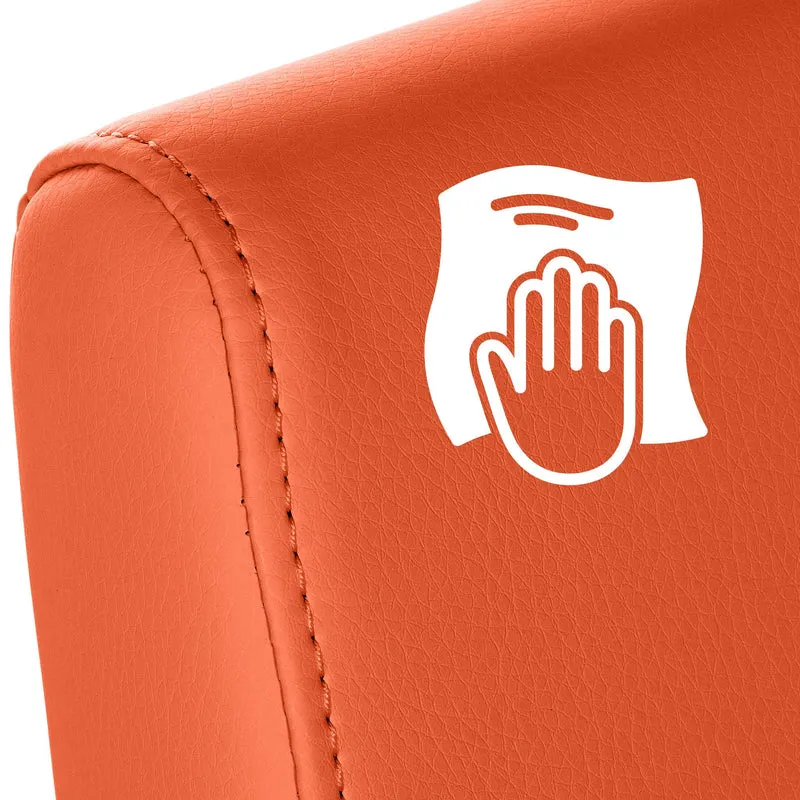 Chaise de salle à manger x1 en similicuir orange piètement acier inoxydable luge style moderne assise rembourrée 10_0007658