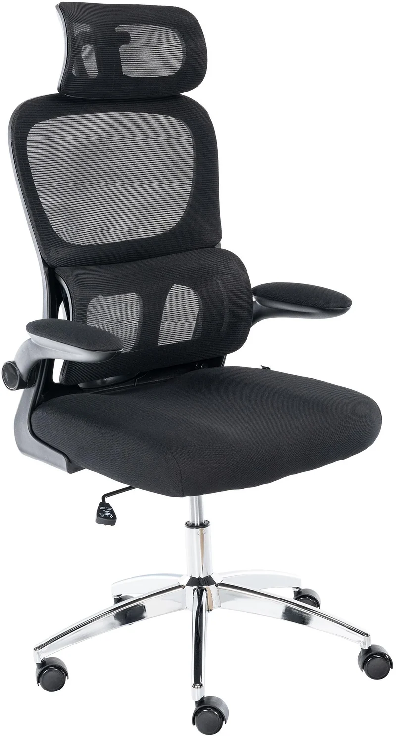 Chaise de bureau ergonomique dossier maille respirante appui-tête et soutien lombaire réglables accoudoirs rabattables pivotante 360° 10_0007103