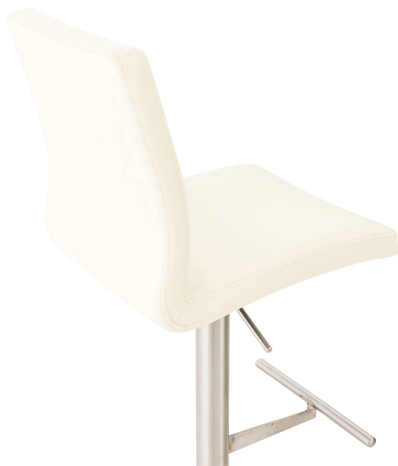 Lot de 2 tabourets de bar en similicuir blanc hauteur réglable pivotants 360° piètement métal avec repose-pieds 10_0006767