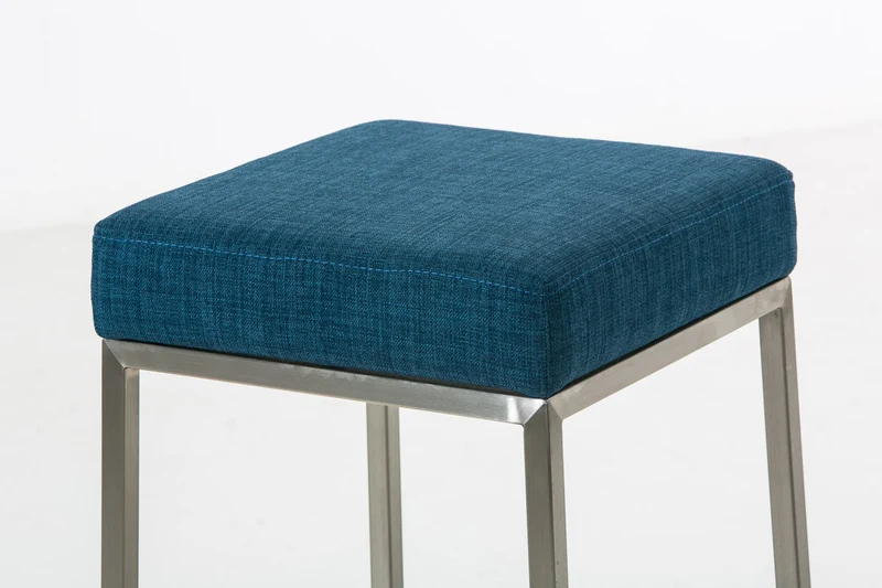 Tabouret de bar hauteur d'assise 76 cm avec repose-pieds design moderne tissu bleu 10_0001220