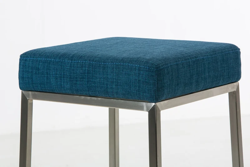 Tabouret de bar hauteur d'assise 76 cm avec repose-pieds design moderne tissu bleu 10_0001220