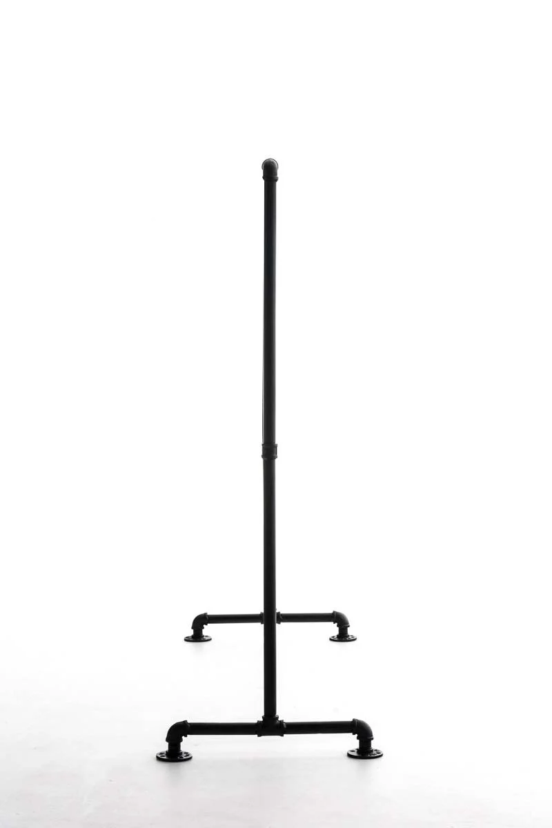 Portant à vêtements en métal noir style industriel structure robuste 150 x 150 x 55 cm 10_0009079