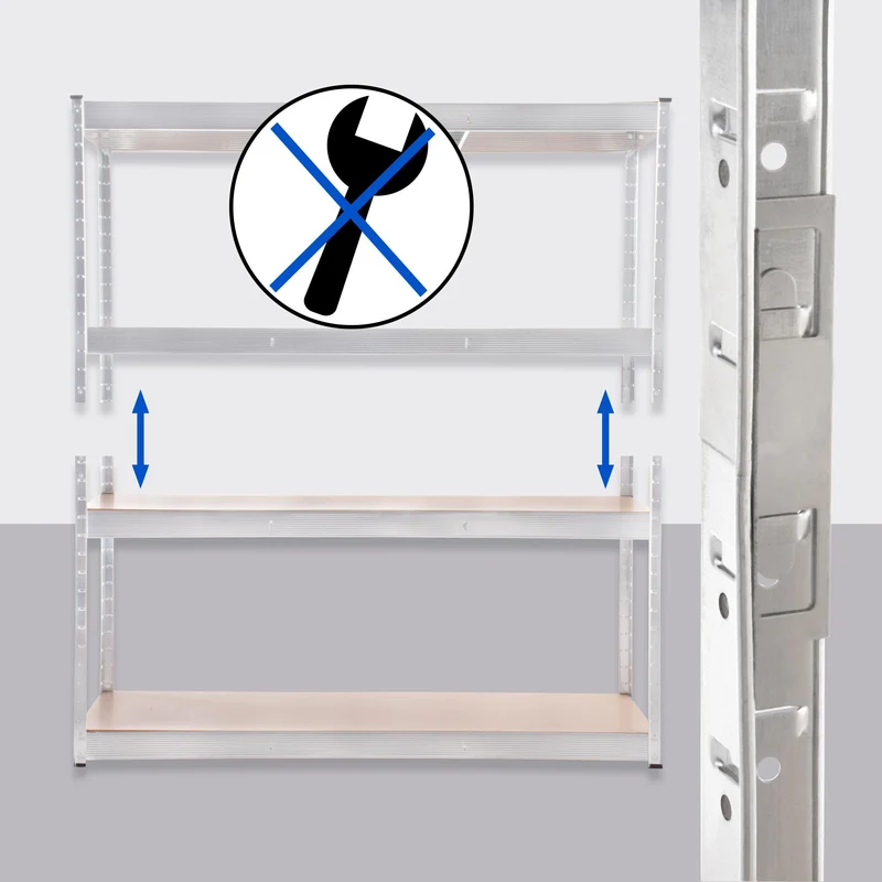 Étagère charge lourde 180 x 160 x 60 cm rayonnage métal blanc galvanisé 4 niveaux étagères réglables 10_0009055