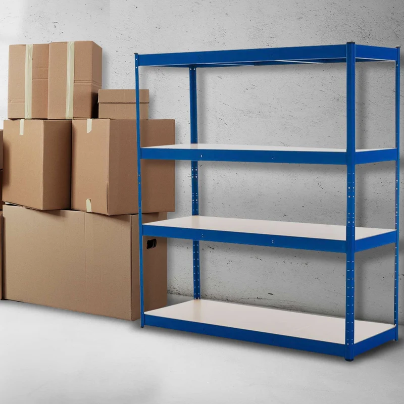 Étagère de stockage charge lourde 180 x 160 x 60 cm rayonnage métallique bleu galvanisé 4 niveaux 10_0009041
