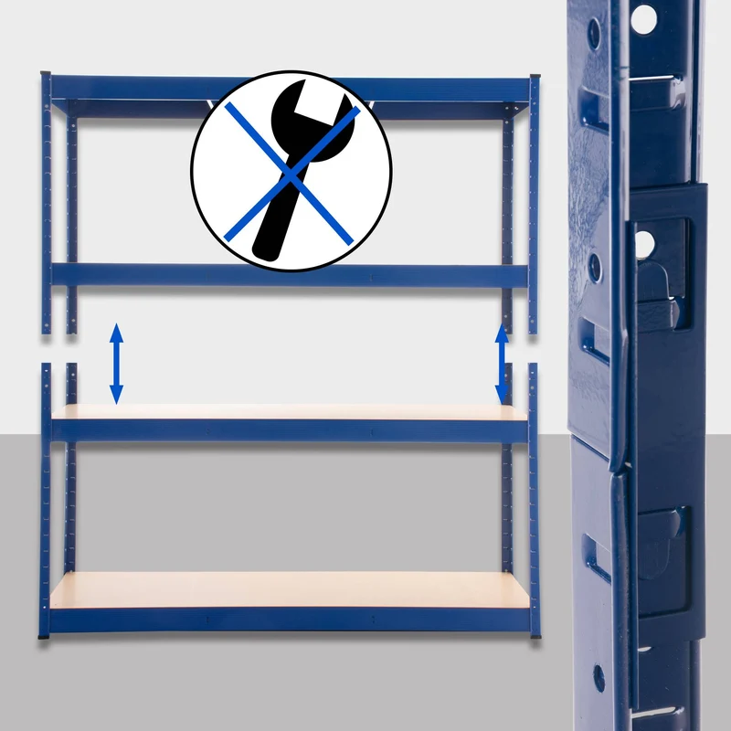 Étagère de stockage charge lourde 180 x 160 x 60 cm rayonnage métallique bleu galvanisé 4 niveaux 10_0009041