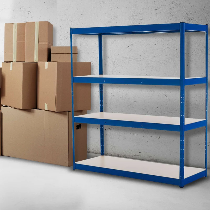 Étagère de rangement métal bleu galvanisé 160 x 180 x 60 cm rayonnage charge lourde garage cave atelier entrepôt 10_0009040